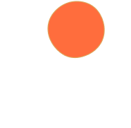 An orange sphere in the top half and a white wedge in the bottom half.